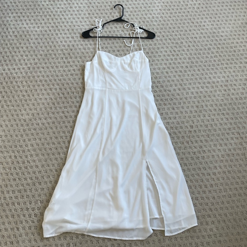 White Spaghetti Strap Midlength Dress for Brides